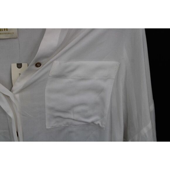 Maeve Anthropologie Tie Front Sandbridge Button Down Shirt Womens XS White NWT - Picture 7 of 13